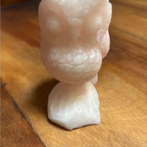 Pink Aragonite Carved Owl Figurine